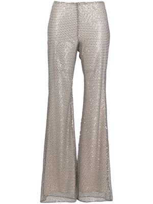 Semicouture mid-rise sequin flared trousers - Neutrals