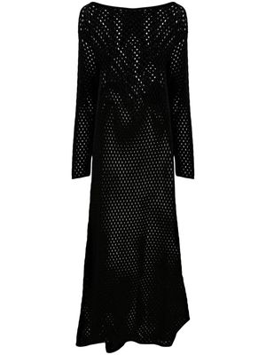 Semicouture open-knit cotton maxi dress - Black