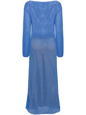 Semicouture open-knit cotton maxi dress - Blue