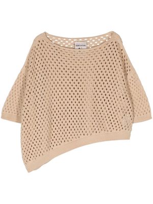 Semicouture open-knit cotton T-shirt - Neutrals