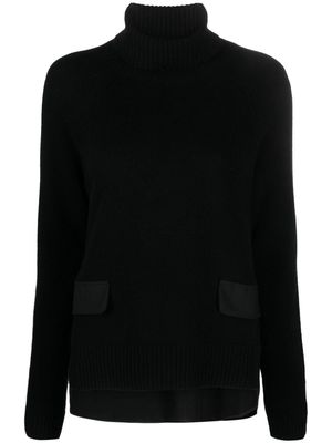 Semicouture panelled roll-neck jumper - Black