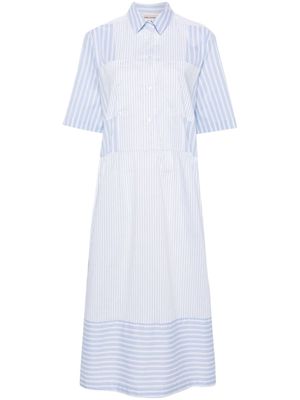 Semicouture patchwork-design striped shirt dress - White
