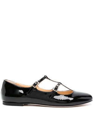 Semicouture patent-finish leather ballerina shoes - Black