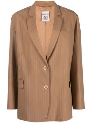 Semicouture pinstriped belted single-breasted blazer - Brown