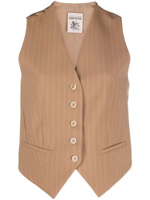 Semicouture pinstriped button-up waistcoat - Brown