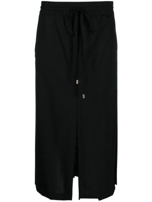 Semicouture pleated-panel drawstring midi skirt - Black