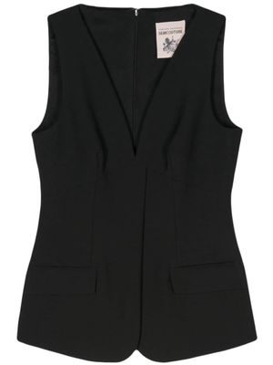 Semicouture plunging-V neck sleeveless top - Black