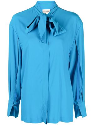 Semicouture pussy-bow long-sleeve shirt - Blue