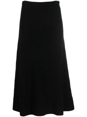 Semicouture ribbed-knit A-Line midi-skirt - Black