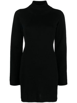 Semicouture roll-neck virgin wool minidress - Black