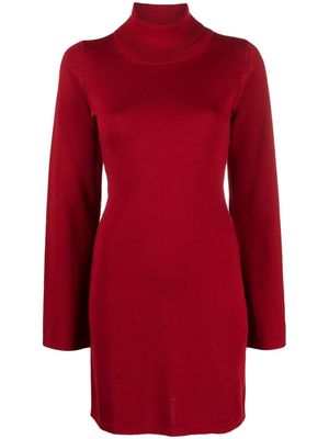 Semicouture roll-neck virgin wool minidress - Red