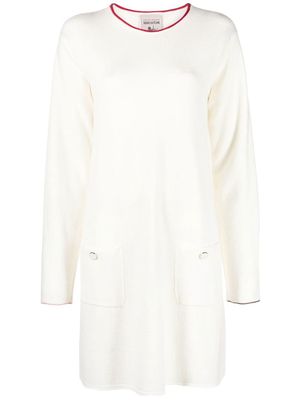 Semicouture round-neck virgin wool dress - White