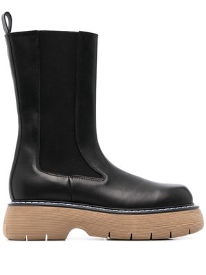 Semicouture round-toe leather boots - Black