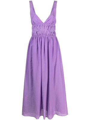 Semicouture ruched V-neck dress - Purple