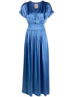 Semicouture satin draped long dress - Blue