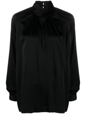 Semicouture satin-finish high-neck blouse - Black