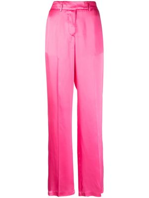 Semicouture satin-finish straight-leg trousers - Pink