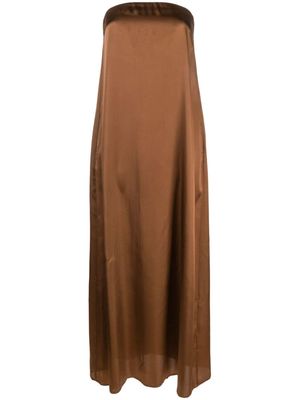 Semicouture satin-finish strapless dress - Brown
