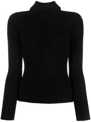 Semicouture scoop-back ribbed-knit jumper - Black