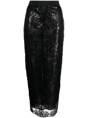 Semicouture sequinned brocade-effect midi skirt - Black