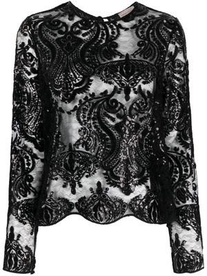 Semicouture sequinned lace blouse - Black