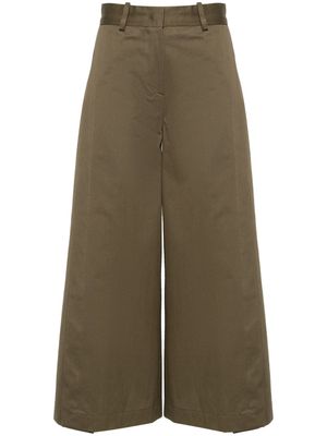 Semicouture side-slits cotton cropped trousers - Green