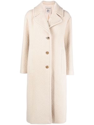 Semicouture single-breasted shearling coat - Neutrals