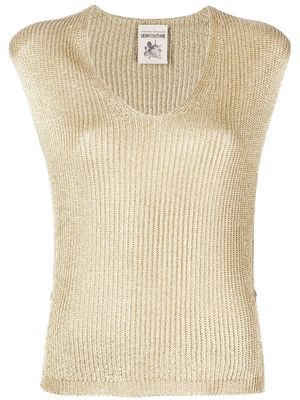 Semicouture sleeveless V-neck knitted top - Gold