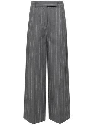Semicouture striped cotton palazzo trousers - Grey