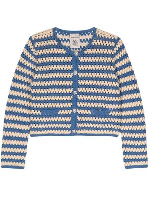 Semicouture striped open-knit cardigan - Blue