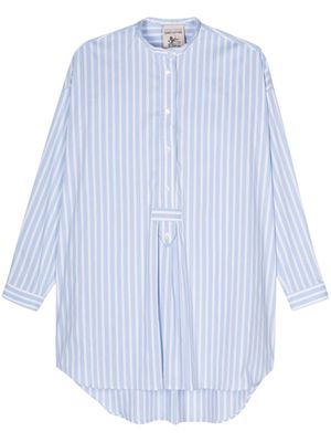 Semicouture striped pleat-detail shirt dress - Blue