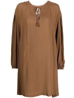 Semicouture tie-fastened flared dress - Brown