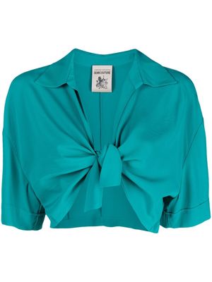 Semicouture tie-knot short-sleeve shirt - Green