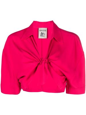 Semicouture tie-knot short-sleeve shirt - Pink