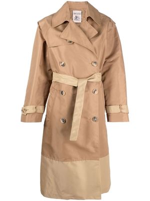 Semicouture two-tone belted trench coat - Neutrals