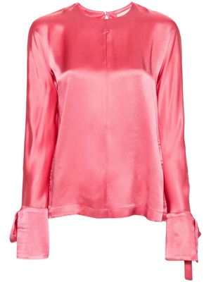 Semicouture V-neck satin-finish blouse - Pink