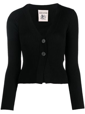 Semicouture V-neck virgin wool cardigan - Black