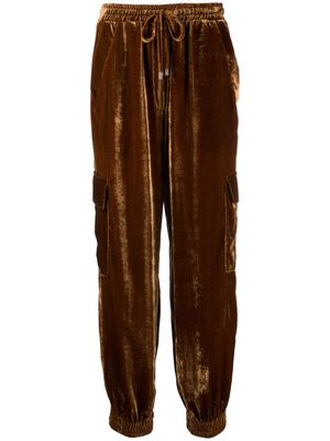 Semicouture velvet-effect cargo trousers - Brown