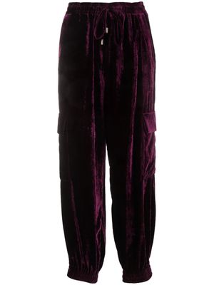 Semicouture velvet-effect cargo trousers - Purple