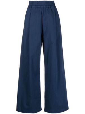 Semicouture wide-leg elasticated-waist trousers - Blue