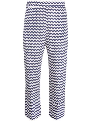 Semicouture zigzag-print cropped trousers - Blue