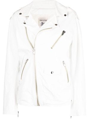 Semicouture zip-detail leather jacket - White