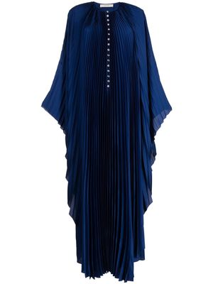 Semsem crystal-embellished plissé midi dress - Blue