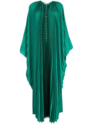 Semsem crystal-embellished plissé midi dress - Green