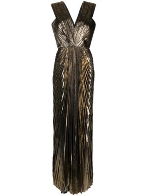 Semsem fully-pleated long-length dress - Gold