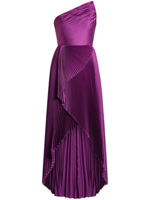 Semsem one-shoulder pleated high-low dress - Purple