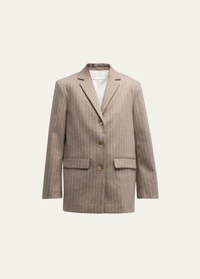 Senja Pinstripe Wool-Cashmere Single-Breasted Blazer