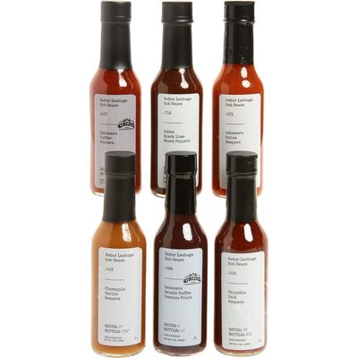 Señor Lechuga The Line Up 6-Piece Set Hot Sauces in Red Maroon And Yellow 