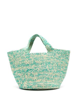 Sensi Studio interwoven-straw cut-out tote bag - Green