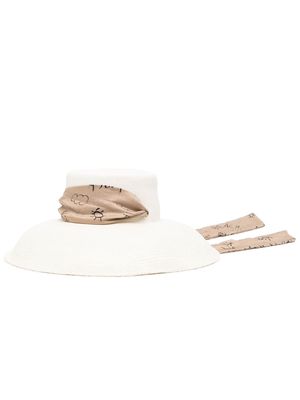 Sensi Studio Lampshade-brim straw cordovan hat - White